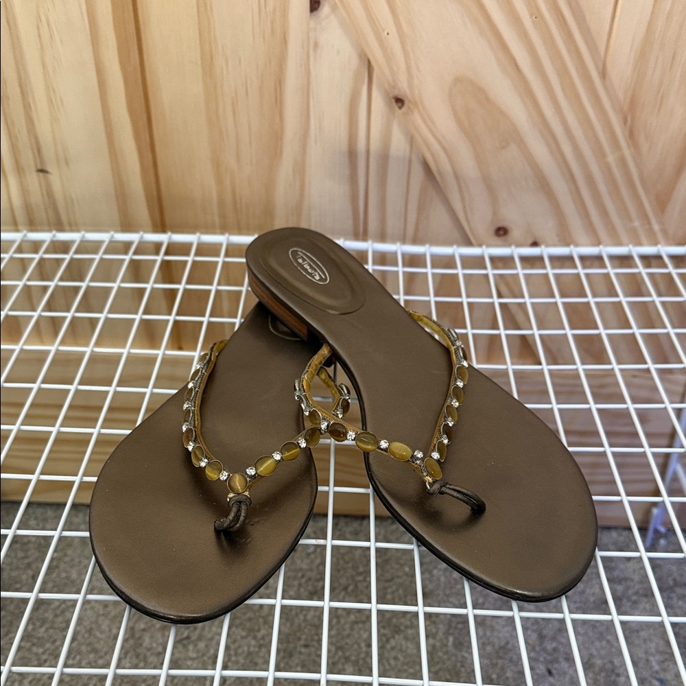Talbots Brown Sandals with Stone Detailing